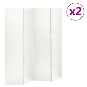 Biombos divisores de 4 paneles 2 uds blanco acero 160x180 cm
