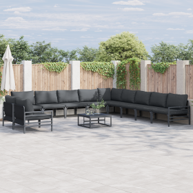 Conjunto de sofá de jardín 11 pcs Antracita Acero