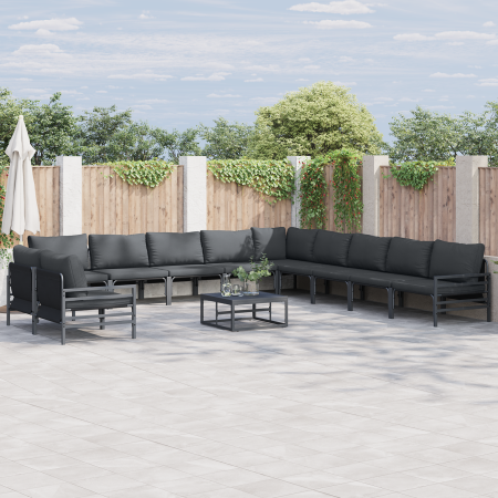 Conjunto de sofá de jardín 12 pcs Antracita Acero