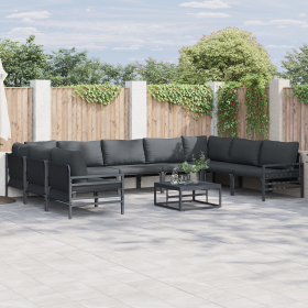 Conjunto de sofá de jardín 9 pcs Antracita Acero