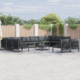 Conjunto de sofá de jardín 13 pcs Antracita Acero