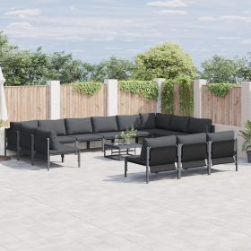 Conjunto de sofá de jardín 13 pcs Antracita Acero