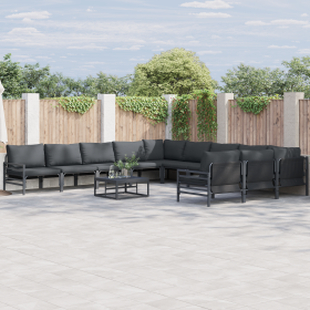 Conjunto de sofá de jardín 11 pcs Antracita Acero