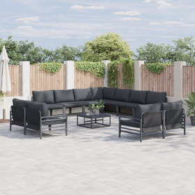 Conjunto de sofá de jardín 11 pcs Antracita Acero