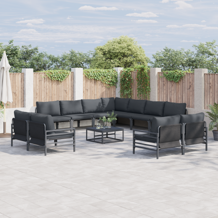 Conjunto de sofá de jardín 12 pcs Antracita Acero