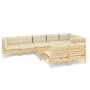 Muebles de jardín 9 pzas y cojines madera maciza de pino crema de vidaXL, Conjuntos de jardín - Ref: Foro24-3096460, Precio: ...