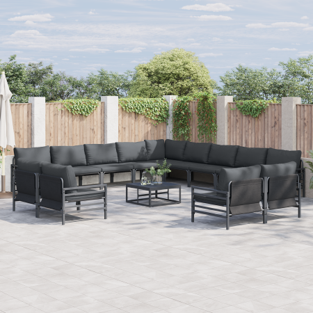 Conjunto de sofá de jardín 14 pcs Antracita Acero