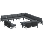 Conjunto de sofá de jardín 14 pcs Antracita Acero