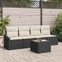 Conjunto de sofá de jardín 5 pcs Negro y crema 55 x 55 x 37 cm