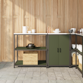 Juego de Almacenamiento de Cocina con estante 2 pcs Verde Oliva