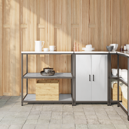 Juego de Almacenamiento de Cocina 2 pcs Plata 150 x 50 x 92 cm