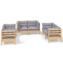 Gartenmöbelset 6-tlg. mit Kissen aus massivem Kiefernholz von vidaXL, Gartensets - Ref: Foro24-3096243, Preis: 486,57 €, Raba...