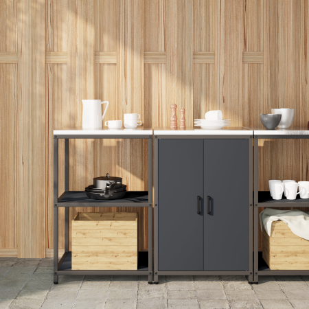 Juego de Almacenamiento de Cocina con estante 2 pcs Antracita