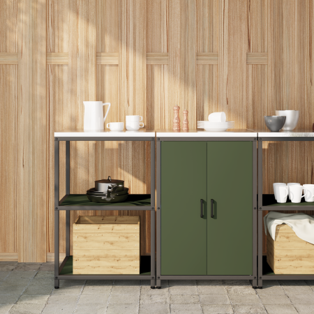 Juego de Almacenamiento de Cocina con estante 2 pcs Verde Oliva