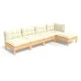 Muebles de jardín 5 piezas cojines madera de pino crema de vidaXL, Conjuntos de jardín - Ref: Foro24-3096334, Precio: 378,25 ...