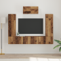 Conjunto de mueble de TV con estante 7 pcs Madera envejecida