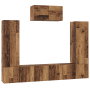Conjunto de mueble de TV con estante 7 pcs Madera envejecida