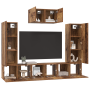 Conjunto de mueble de TV con estante 7 pcs Madera envejecida