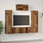 Conjunto de mueble de TV con estante 7 pcs Madera envejecida