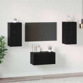 Conjunto de mueble de TV 3 pcs Roble negro 60 x 30 x 30.5 cm