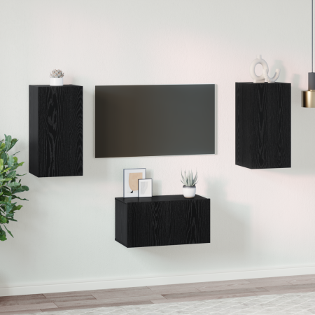 Conjunto de mueble de TV 3 pcs Roble negro 60 x 30 x 30.5 cm