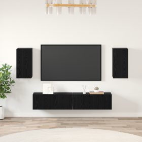 Set de Mueble de TV 4 pcs Roble negro 80 x 30 x 30.5 cm