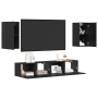 Set de Mueble de TV 4 pcs Roble negro 80 x 30 x 30.5 cm