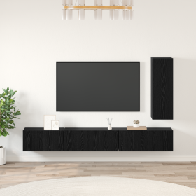 Conjunto de mueble de TV 4 pcs Roble negro 30.5 x 30 x 90 cm