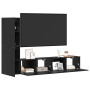 Mueble de TV de Pared 4 pcs Roble negro Madera contrachapada