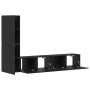 Mueble de TV de Pared 4 pcs Roble negro Madera contrachapada
