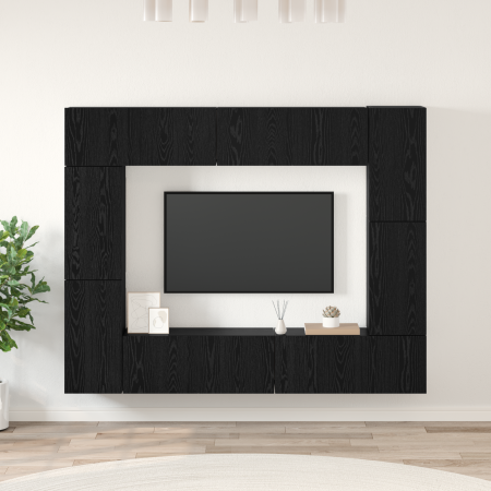 Conjunto de mueble de TV 8 pcs Roble negro 80 x 30 x 30.5 cm