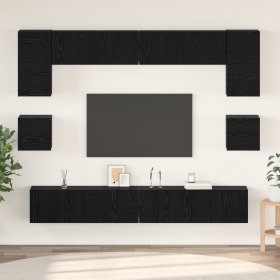Conjunto de mueble de TV 8 pcs Roble negro 100 x 30 x 30 cm