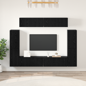 Conjunto de mueble de TV 8 pcs Roble negro 80 x 30 x 30.5 cm