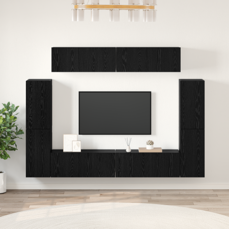 Conjunto de mueble de TV 8 pcs Roble negro 80 x 30 x 30.5 cm