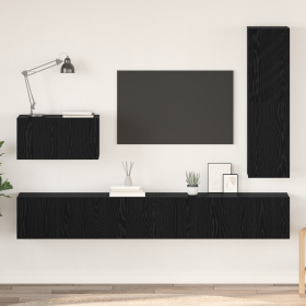 Conjunto de mueble de TV 4 pcs Roble negro 30.5 x 30 x 110 cm
