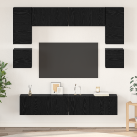 Conjunto de mueble de TV 8 pcs Roble negro 80 x 30 x 30 cm