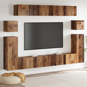 Conjunto de mueble de TV con estante 8 pcs Madera envejecida