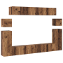 Conjunto de mueble de TV con estante 8 pcs Madera envejecida