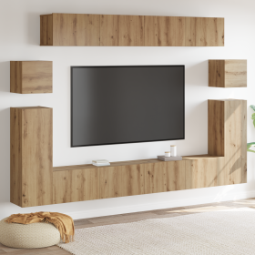 Conjunto de mueble de TV 8 pcs Roble artesanal Mediano