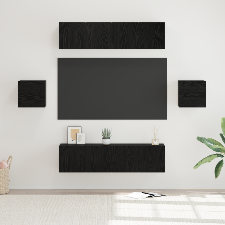 Conjunto de mueble de TV 6 pcs Roble negro 60 x 30 x 30 cm