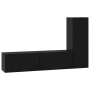 Set de Mueble de TV 3 pcs Roble negro Pequeña 30.5 x 30 x 90 cm