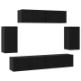 Mueble de TV de Pared 6 pcs Roble negro Madera contrachapada