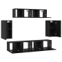 Mueble de TV de Pared 6 pcs Roble negro Madera contrachapada