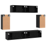 Mueble de TV de Pared 6 pcs Roble negro Madera contrachapada
