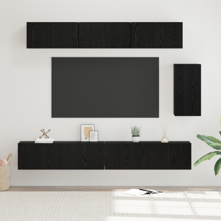 Conjunto de mueble de TV 6 pcs Roble negro 100 x 30 x 30 cm