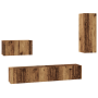 Mueble de TV de Pared 4 pcs Madera envejecida Mediano