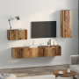 Mueble de TV de Pared 4 pcs Madera envejecida Mediano