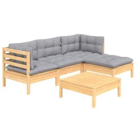 5-piece garden furniture set with pine wood cushions by vidaXL, Garden sets - Ref: Foro24-3096351, Price: 362,43 €, Discount: %