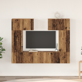 Conjunto de mueble de TV 6 pcs Madera antigua 80 x 30 x 30 cm