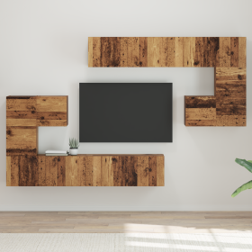 Conjunto de mueble de TV 8 pcs Madera envejecida